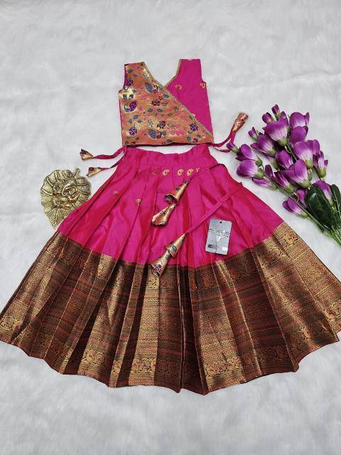 NEW LAUNCING PAITHANI KIDS LEHENGA CHOLI kanjivaram silk Kids wear distributors in Surat